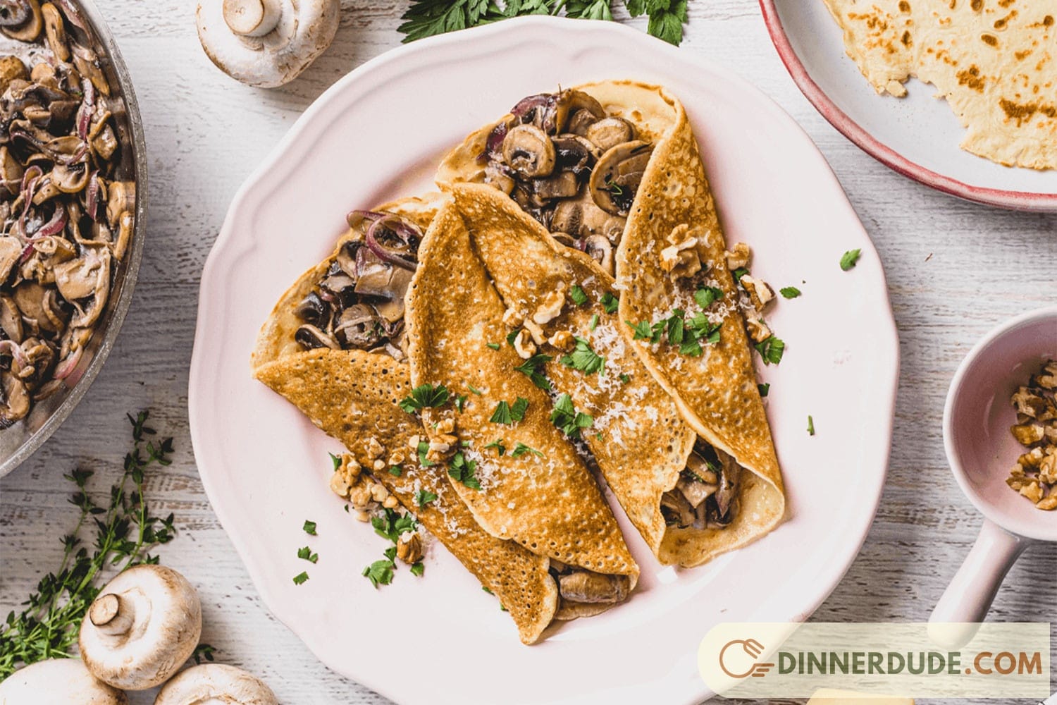CHESTNUT CREPES WITH PUMPKIN AND MUSHROOMS