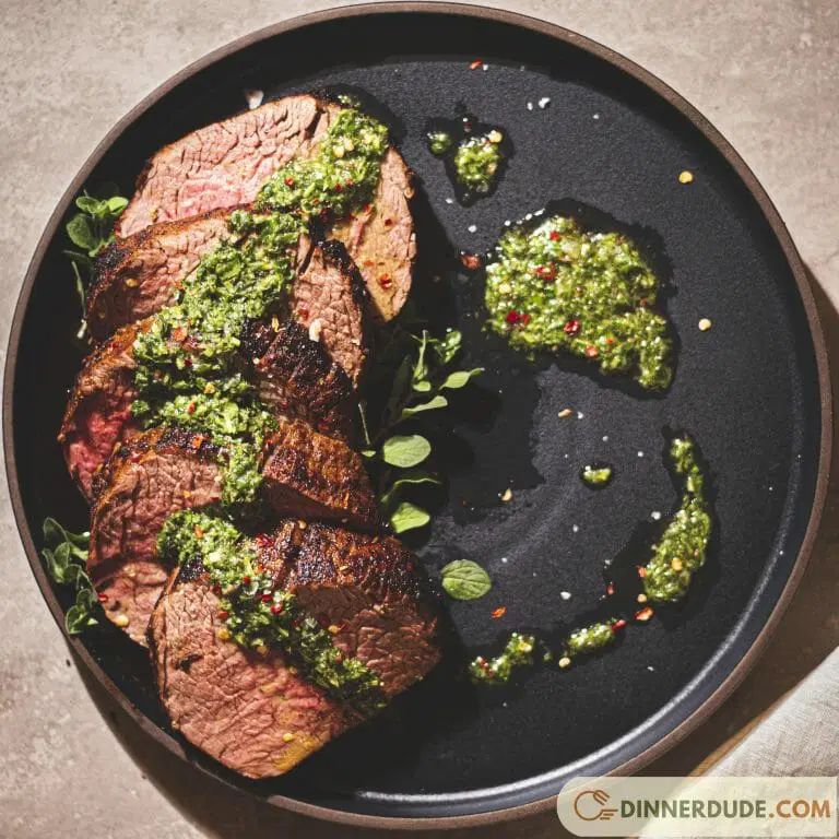 Beef Tenderloin Chimichurri with Roasted Broccoli